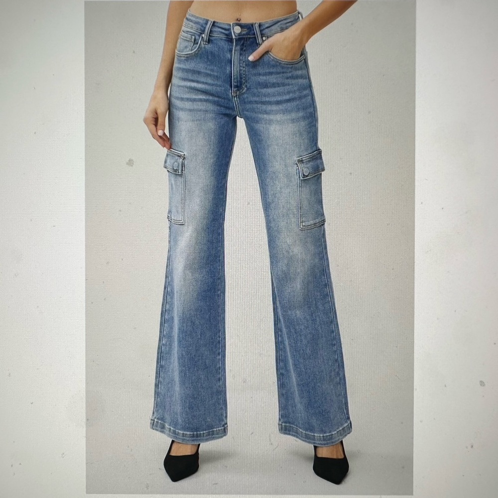 Risen High Rise Wide Cargo Jeans
